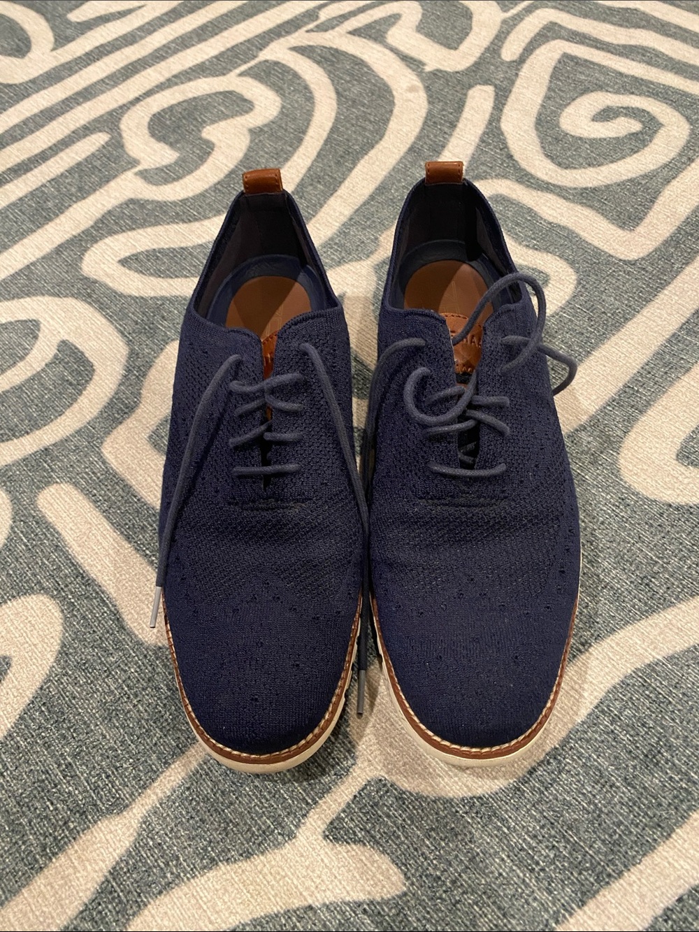 Men's Navy Knit Lace-Up Dress Shoes Cole Haan